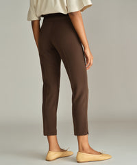 Chocolate Brown Stretch Suiting Cigarette Trousers