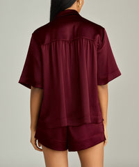 Burgundy Silk Bowling Shirt