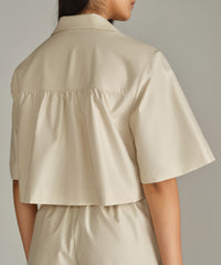 Fawn Egyptian Cotton Cropped Bowling Shirt