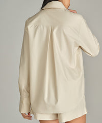 Fawn Egyptian Cotton Oversized Long-Sleeved Shirt