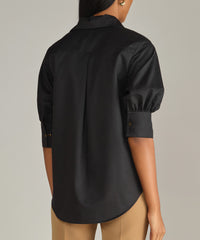 Black Egyptian Cotton Short-Sleeved Shirt