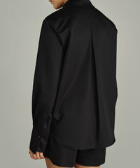 Black Egyptian Cotton Oversized Long-Sleeved Shirt