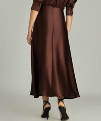 Espresso Silk Long Skirt