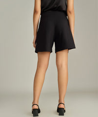Black Suiting Pleated Shorts