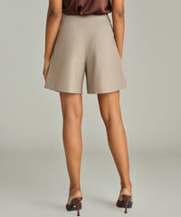 Tobacco Suiting Pleated Shorts