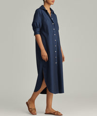 Navy Blue Egyptian Cotton Long Shirt Dress