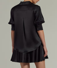 Black Silk Short-Sleeved Shirt