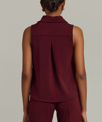 Burgundy Stretch Suiting Sleeveless Top