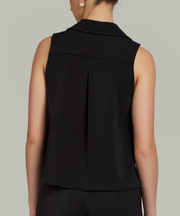 Black Stretch Suiting Sleeveless Top