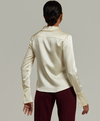 Cream Silk Long-Sleeved Shirt