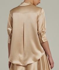 Champagne Silk Short-Sleeved Shirt