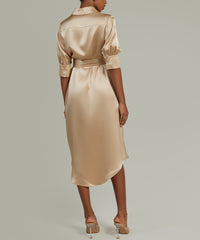 Champagne Silk Shirt Dress