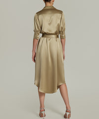 Olive Silk Shirt Dress