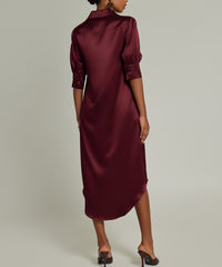 Burgundy Silk Shirt Dress