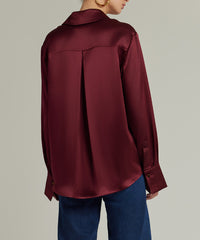 Burgundy Silk Oversized Shirt