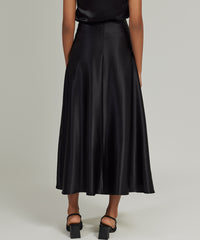 Black Silk Long Skirt