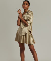 Olive Silk Short-Sleeved Shirt