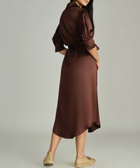Espresso Silk Shirt Dress