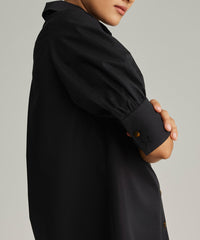 Black Egyptian Cotton Short Shirt Dress