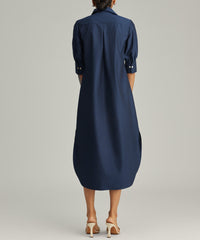 Navy Blue Egyptian Cotton Long Shirt Dress