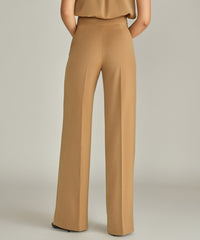 Camel Stretch Suiting Wide-Leg Trousers