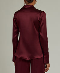 Burgundy Silk Long-Sleeved Shirt