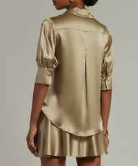 Olive Silk Short-Sleeved Shirt