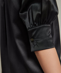 Black Silk Short-Sleeved Shirt