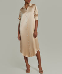 Champagne Silk Shirt Dress