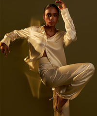 Cream Silk Oversized Shirt