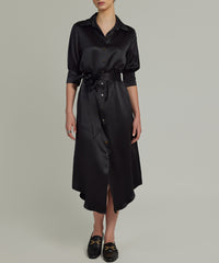 Black Silk Shirt Dress