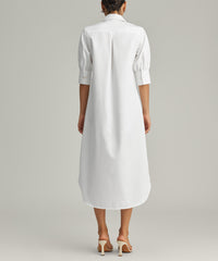White Egyptian Cotton Long Shirt Dress