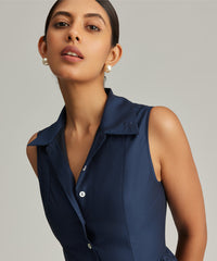 Navy Blue Egyptian Cotton Long Tennis Dress