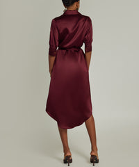 Burgundy Silk Shirt Dress