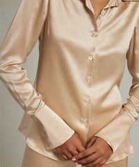 Champagne Silk Long-Sleeved Shirt