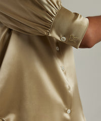 Olive Silk Short-Sleeved Shirt