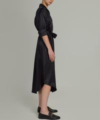 Black Silk Shirt Dress