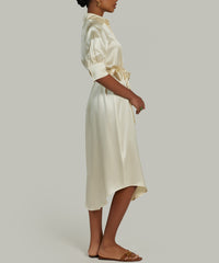 Cream Silk Shirt Dress