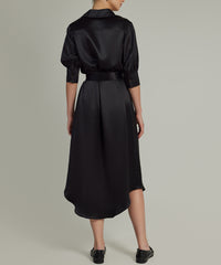 Black Silk Shirt Dress