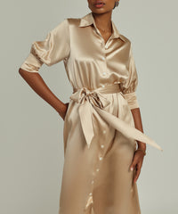 Champagne Silk Shirt Dress