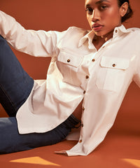 White Egyptian Cotton Oversized Long-Sleeved Shirt