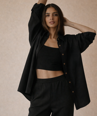 Black Scuba Knit Oversized Shirt