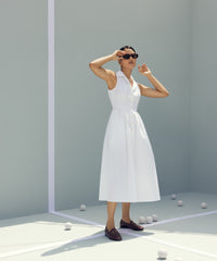 White Egyptian Cotton Long Tennis Dress