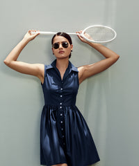 Navy Blue Egyptian Cotton Short Tennis Dress