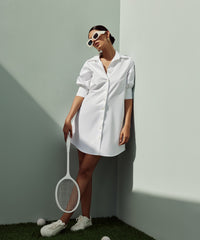 White Egyptian Cotton Short Shirt Dress