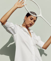 White Egyptian Cotton Short Shirt Dress