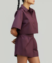 Mulberry Egyptian Cotton Cropped Bowling Shirt