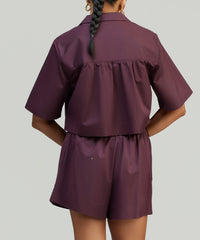 Mulberry Egyptian Cotton Cropped Bowling Shirt