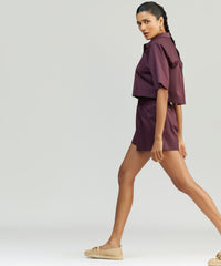 Mulberry Egyptian Cotton Cropped Bowling Shirt