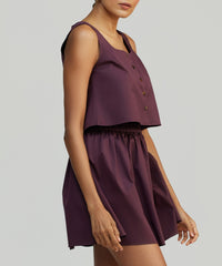 Mulberry Egyptian Cotton Cropped Sleeveless Top